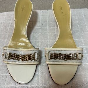 Versace White and Gold Chain Heels